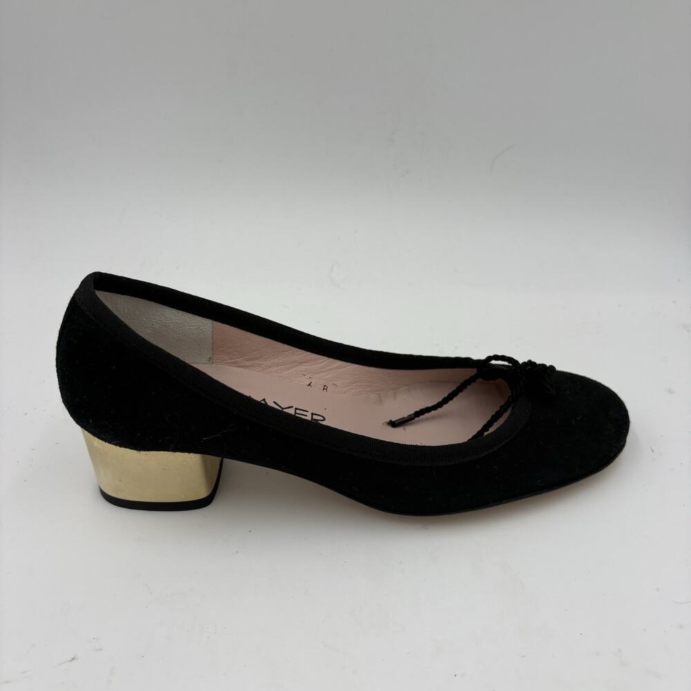 Paul Mayer Attitudes Women’s 6B Black Suede Pumps Gold Block Heel Spain